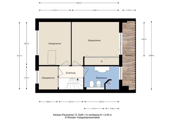 Plattegrond - Adriaan Pauwstraat 13, 2613 CX Delft - Adriaan Pauwstraat 13_1e verdieping.jpg